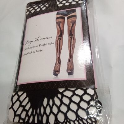 LEG AVENUE Net Leg Bone Thigh Highs (BLACK) One Size